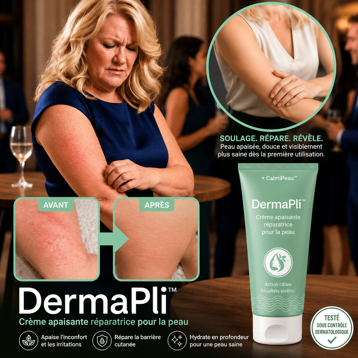 DermaPli™ Crème Anti-Frottement | Éliminez 98 % des douleurs et des mauvaises odeurs des plis cutanés en 24 h !