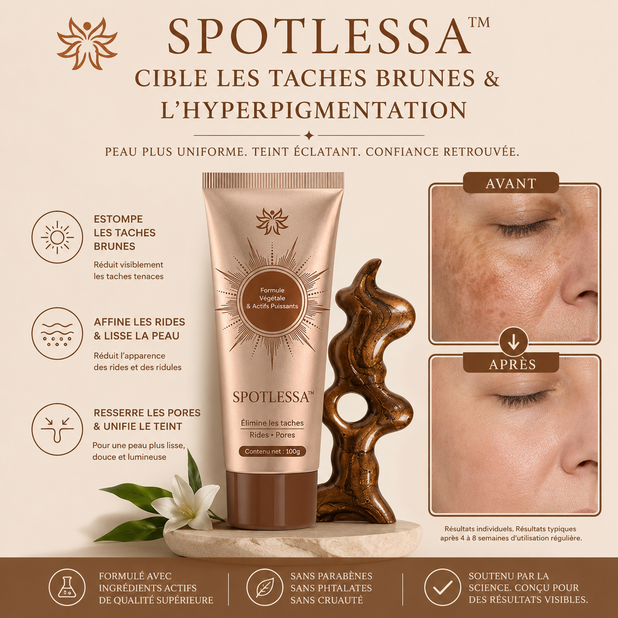 Spotlessa™ Masque Peel-Off Anti-Taches | Éliminez les taches brunes, resserrez vos pores et retrouvez un teint parfait dès 7 jours !
