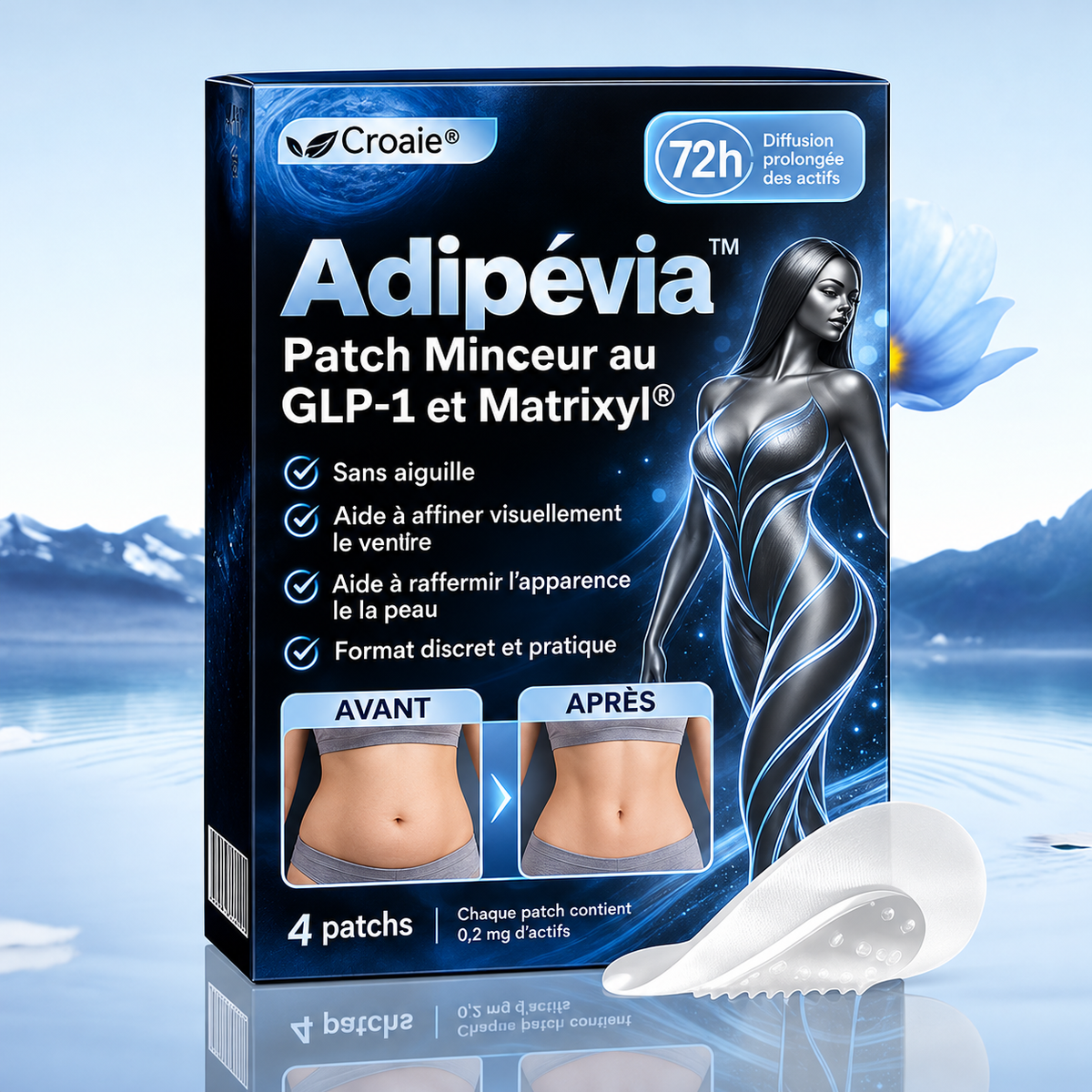 Adipévia™ Patch Minceur au GLP-1 et Matrixyl® | Réduit le ventre et raffermit la peau en 7 jours, sans aiguille!