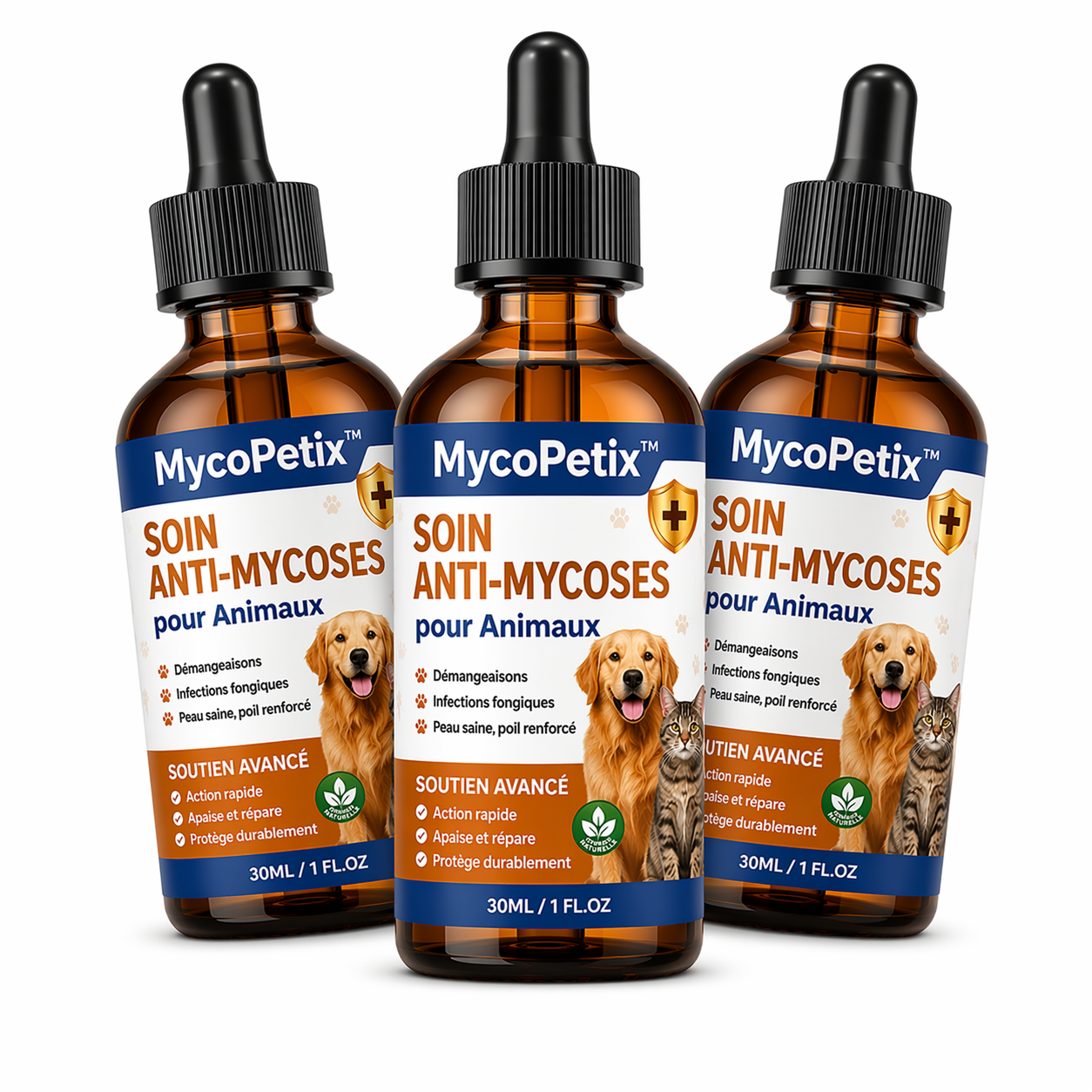 MycoPetix™ Soin Anti-Mycoses pour Animaux | Stoppez grattage et léchage en quelques jours !