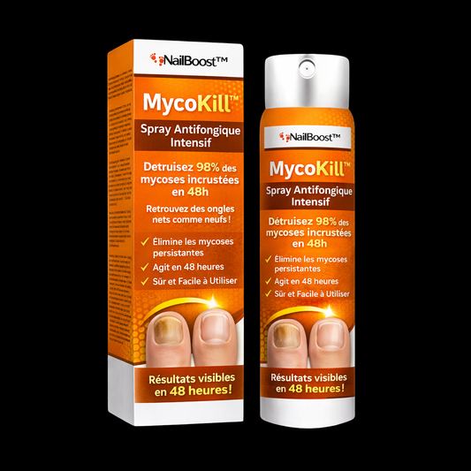 MycoKill™ Spray Antifongique Intensif | Détruisez 98% des mycoses incrustées en 48h et retrouvez des ongles nets comme neufs !
