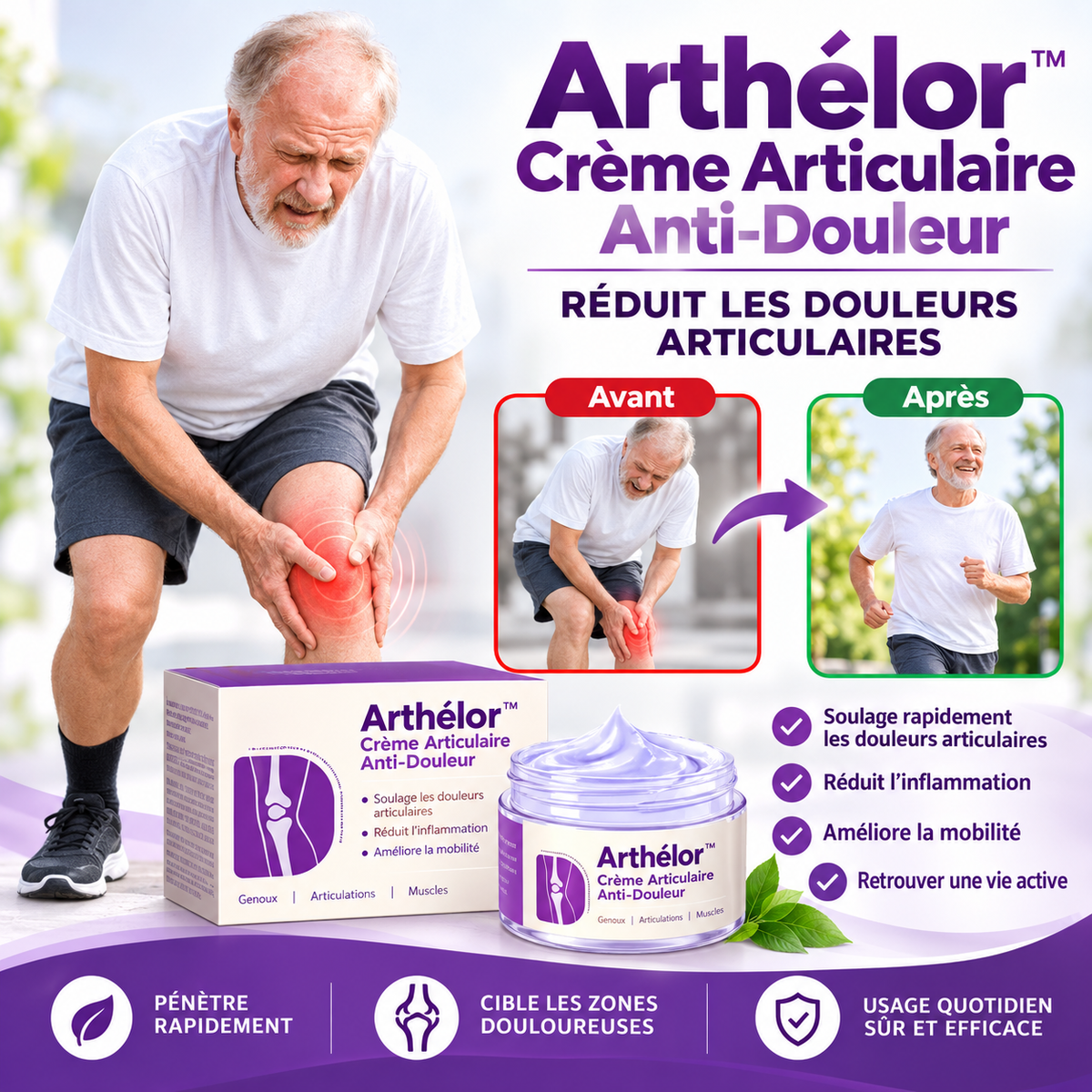 Arthélor™ Crème Articulaire Anti-Douleur | Élimine les douleurs articulaires jusqu'à 87 % en seulement 48 heures !