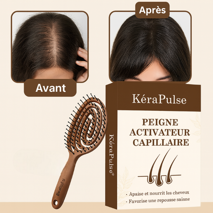KéraPulse™ Peigne Activateur Capillaire | Stoppe la chute et stimule la repousse dès la 1ʳᵉ semaine!