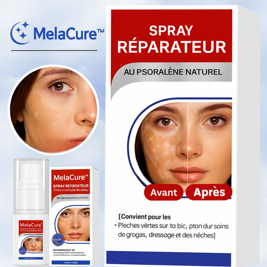 MelaCure™ Spray Réparateur au Psoralène Naturel | Réactive la pigmentation en 21 jours, même sur tâches blanches profondes!