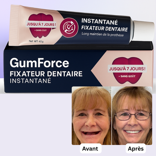 GumForce™ Fixateur Dentaire Instantané | Mangez une pomme à pleines dents dès ce soir – sans que votre dentier ne bouge d’un millimètre!