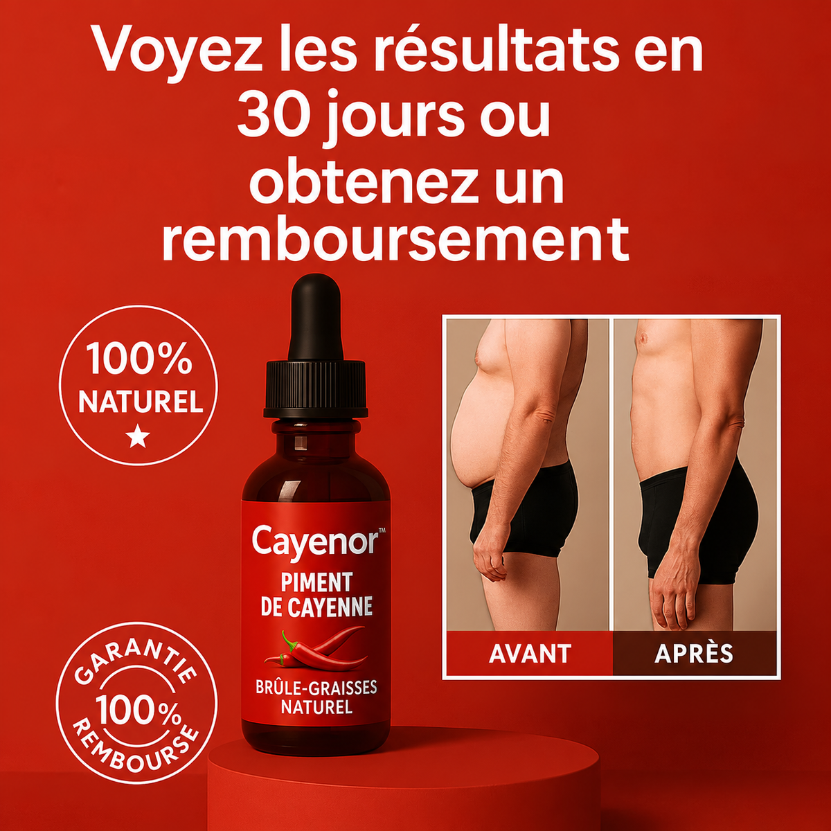 Cayenor™ Gouttes Intenses au Piment de Cayenne | Retrouvez une érection en 3 minutes chrono !