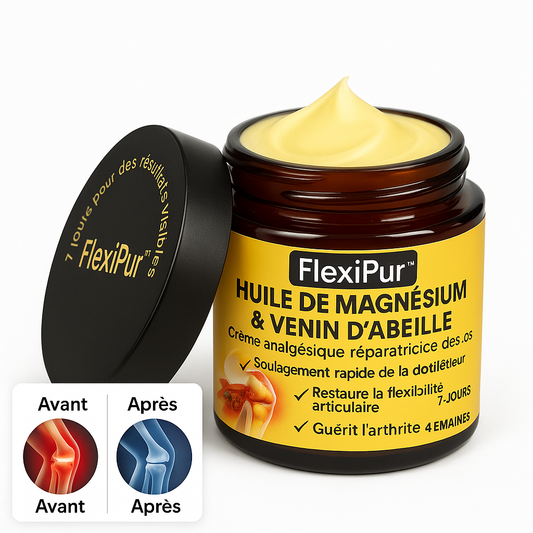 FlexiPur™ Crème Anti-douleur au Magnésium et au Venin d'Abeille | Soulage les articulations en un instant!