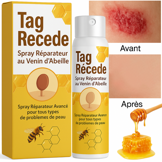 Tag Recede™ Spray Réparateur pour la peau au Venin d'Abeille | Élimine les problèmes de peau en 10 minutes !