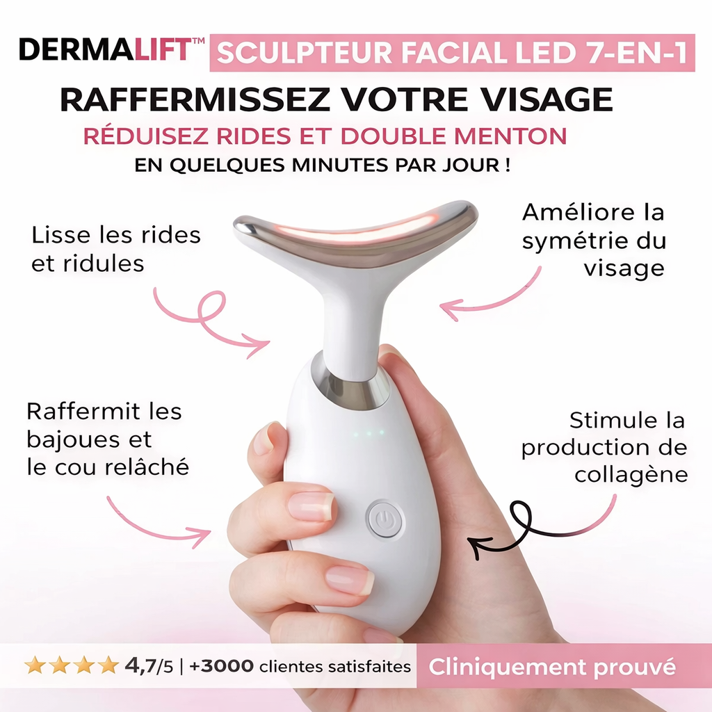 DermaLift™ Sculpteur Facial LED 7-en-1 | Raffermissez votre visage et réduisez rides et double menton en quelques minutes par jour !