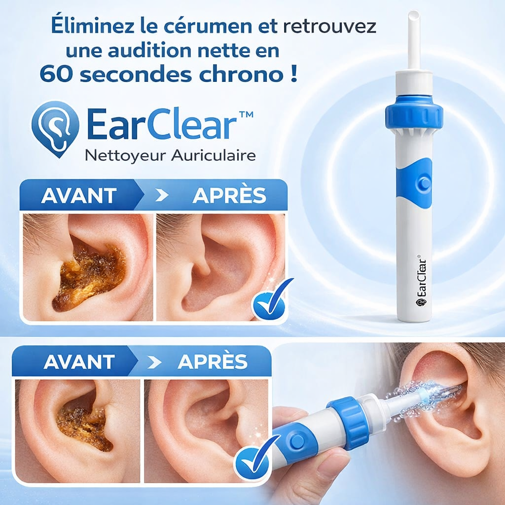 EarClear™ Nettoyeur Auriculaire | Éliminez le cérumen et retrouvez une audition nette en 60 secondes chrono !