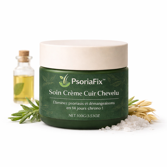 PsoriaFix™ Soin Crème Cuir Chevelu | Éliminez psoriasis et démangeaisons en 14 jours chrono !
