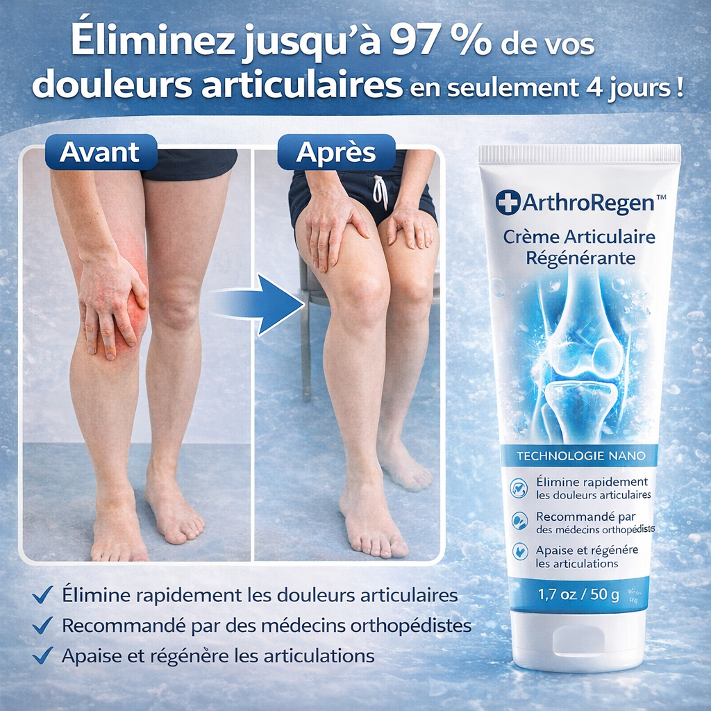 ArthroRegen™ Crème Articulaire Régénérante | Éliminez jusqu’à 97 % de vos douleurs articulaires en seulement 4 jours !