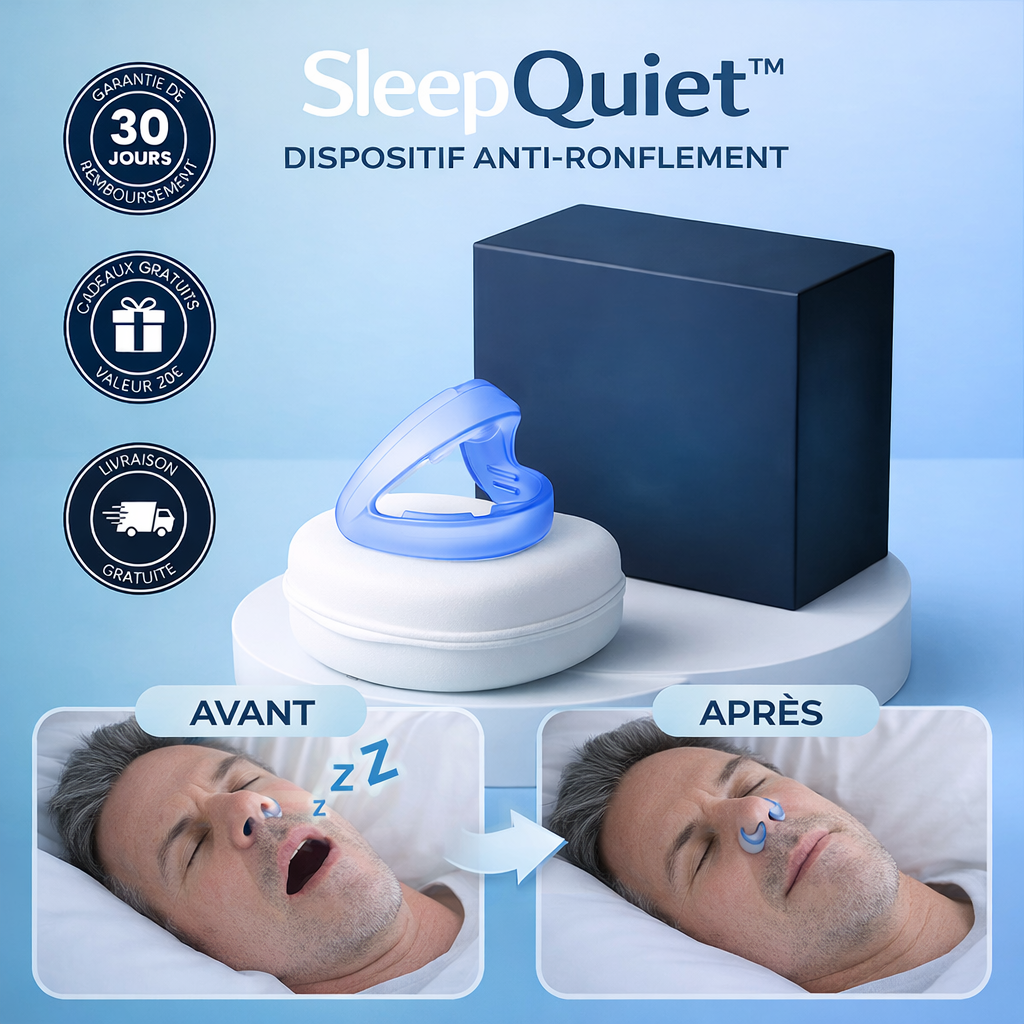 SleepQuiet™ Dispositif Anti-Ronflement | Stoppez les ronflements et dormez paisiblement en quelques secondes !