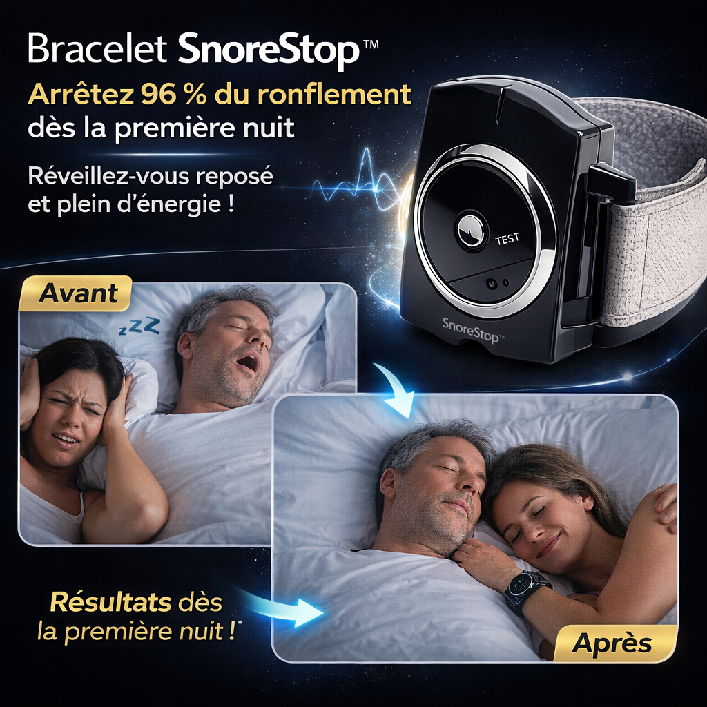 SnoreStop™ Bracelet | Arrêtez 96 % du ronflement dès la première nuit – réveillez-vous reposé et plein d'énergie !
