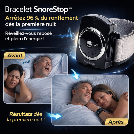 SnoreStop™ Bracelet | Arrêtez 96 % du ronflement dès la première nuit – réveillez-vous reposé et plein d'énergie !