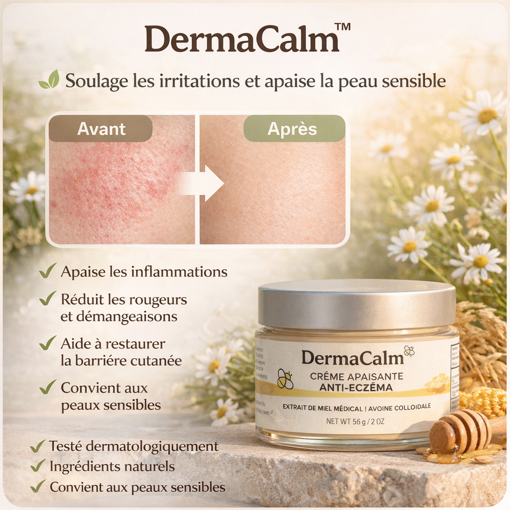 DermaCalm™ Crème Eczéma | Stoppez les démangeaisons et retrouvez une peau saine en quelques minutes !