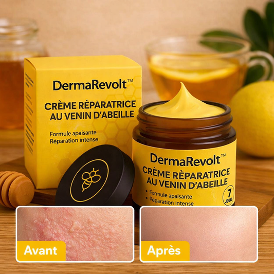 DermaRevolt™ Crème Réparatrice au Venin d’Abeille | Éliminez psoriasis, rides et irritations en quelques jours !