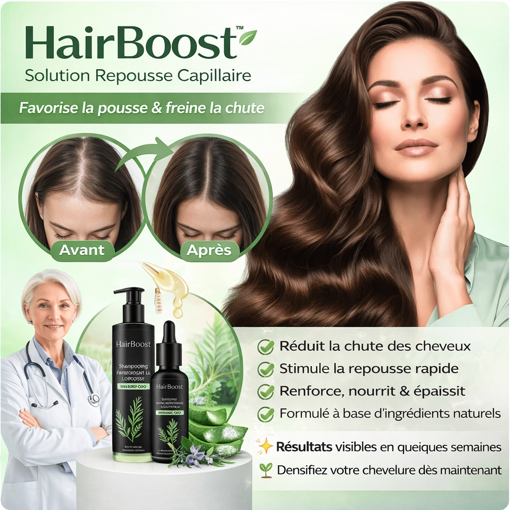 HairBoost™ Solution Repousse Capillaire | Obtenez des cheveux plus denses et plus épais en 2 semaines chrono !