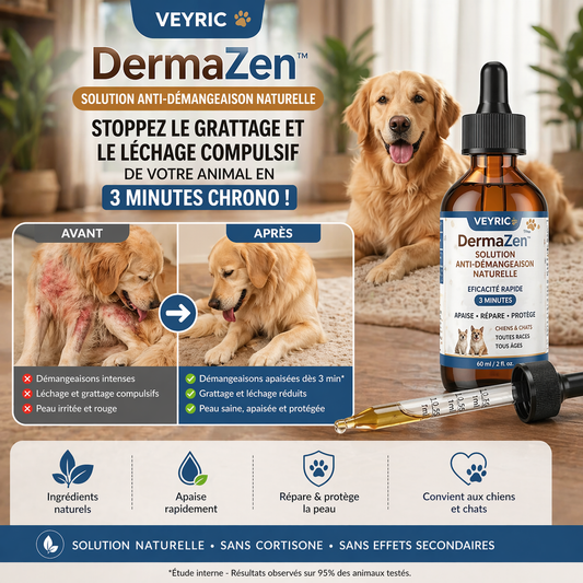 DermaZen™ Solution Anti-Démangeaison Naturelle | Stoppez le grattage et le léchage compulsif de votre animal en 3 minutes chrono !