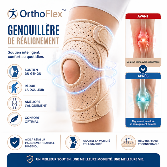 OrthoFlex™ Genouillère de Réalignement | Soulage la pression articulaire instantanément, sans chirurgie ni infiltrations !