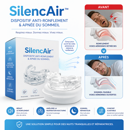 SilencAir™ Dispositif Anti-Ronflement | Stoppez vos ronflements en 3 secondes chrono et sauvez vos nuits !
