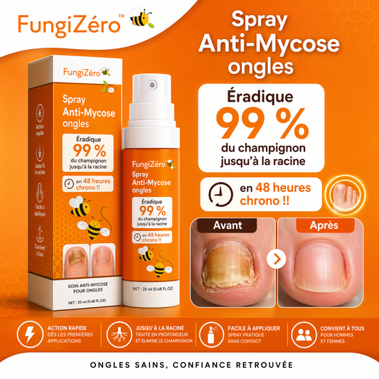 FungiZéro™ Spray Anti-Mycose ongles | Éradiquez 99 % du champignon jusqu'à la racine en 48 heures chrono !