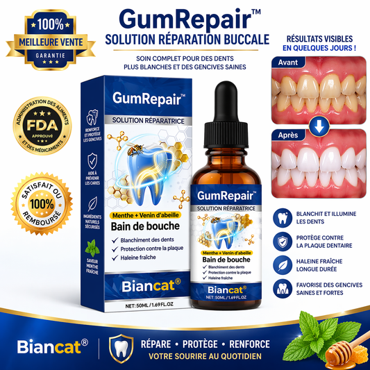 GumRepair™ Solution Réparation Buccale | Stoppez le déchaussement et renforcez vos gencives en quelques jours !