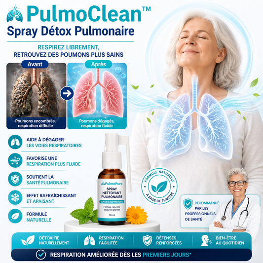PulmoClean™ Spray Détox Pulmonaire | Éliminez jusqu’à 92% du mucus et respirez librement en 48h chrono !