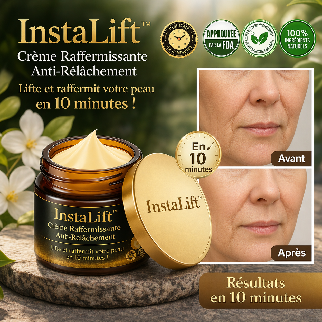 InstaLift™ Crème Raffermissante Anti-Relâchement | Lifte et raffermit votre peau en 10 minutes !