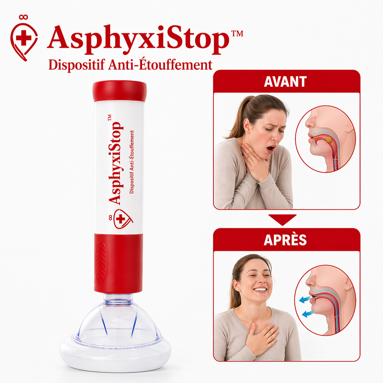 AsphyxiStop™ Dispositif Anti-Étouffement | Dégagez les voies respiratoires et sauvez une vie en 3 secondes chrono !