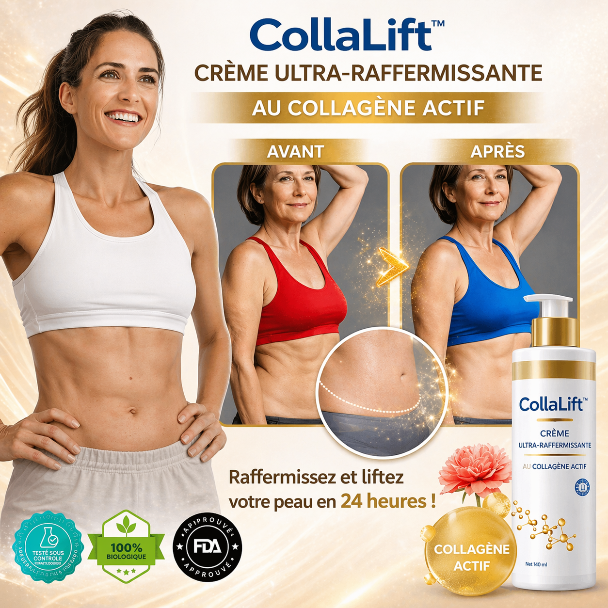 CollaLift™ Crème Ultra-Raffermissante au Collagène Actif | Raffermissez et liftez votre peau en 24 heures !