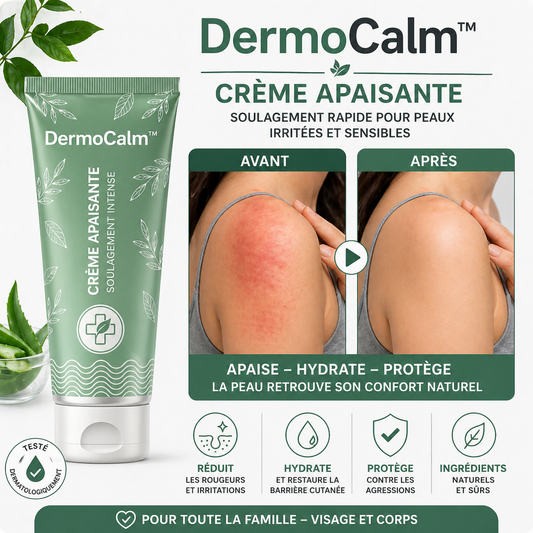 DermoCalm™ Crème Apaisante | Élimine les rougeurs, brûlures et odeurs en 24h chrono !