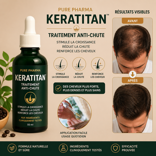 KeraTitan™ Traitement Anti-Chute | Stoppez la perte de cheveux dès le 1er jour et réactivez vos follicules sans greffe ni chirurgie !