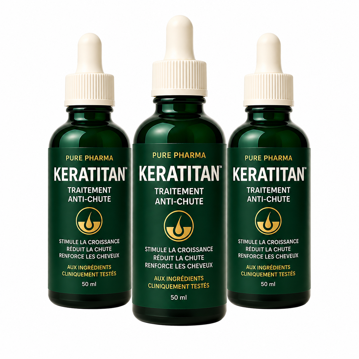KeraTitan™ Traitement Anti-Chute | Stoppez la perte de cheveux dès le 1er jour et réactivez vos follicules sans greffe ni chirurgie !