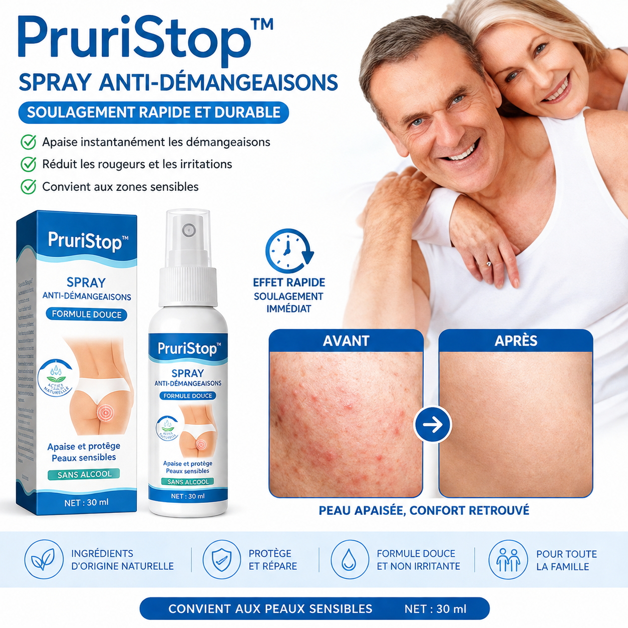 PruriStop™ Spray Anti-Démangeaisons | Éliminez le grattage et les mauvaises odeurs en seulement 48 heures chrono !