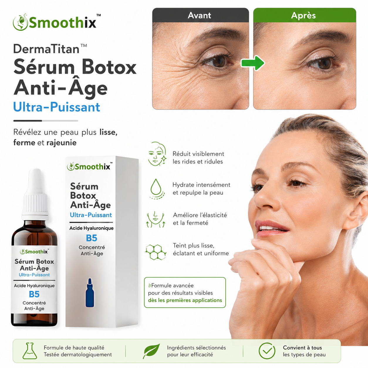 DermaTitan™ Sérum Botox Anti-Âge Ultra-Puissant | Lisse 98 % des rides en 15h – Sans piqûre, sans chirurgie !