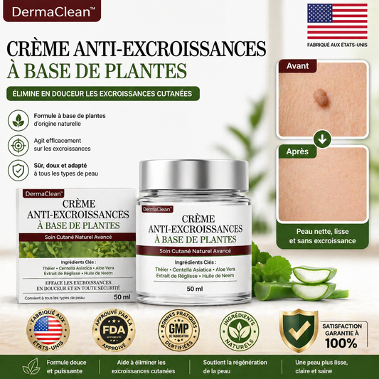 DermaClean™ Crème Anti-Excroissances à Base de Plantes | Éliminez verrues et bosses sans douleur en 7 jours!