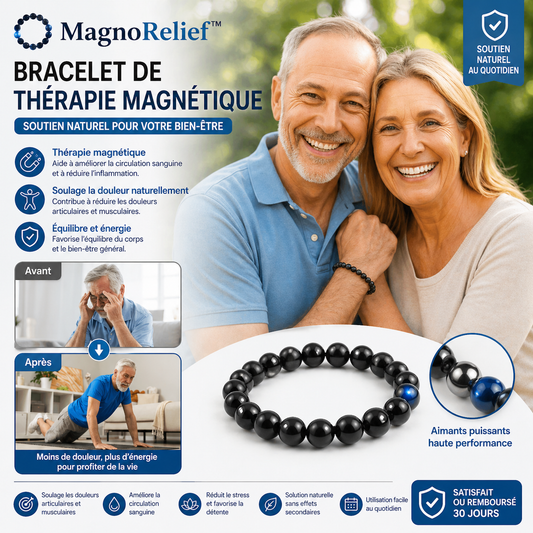 MagnoRelief™ Bracelet de Thérapie Magnétique | Réduit les douleurs articulaires et nerveuses de 87 % — en seulement 72 heures!