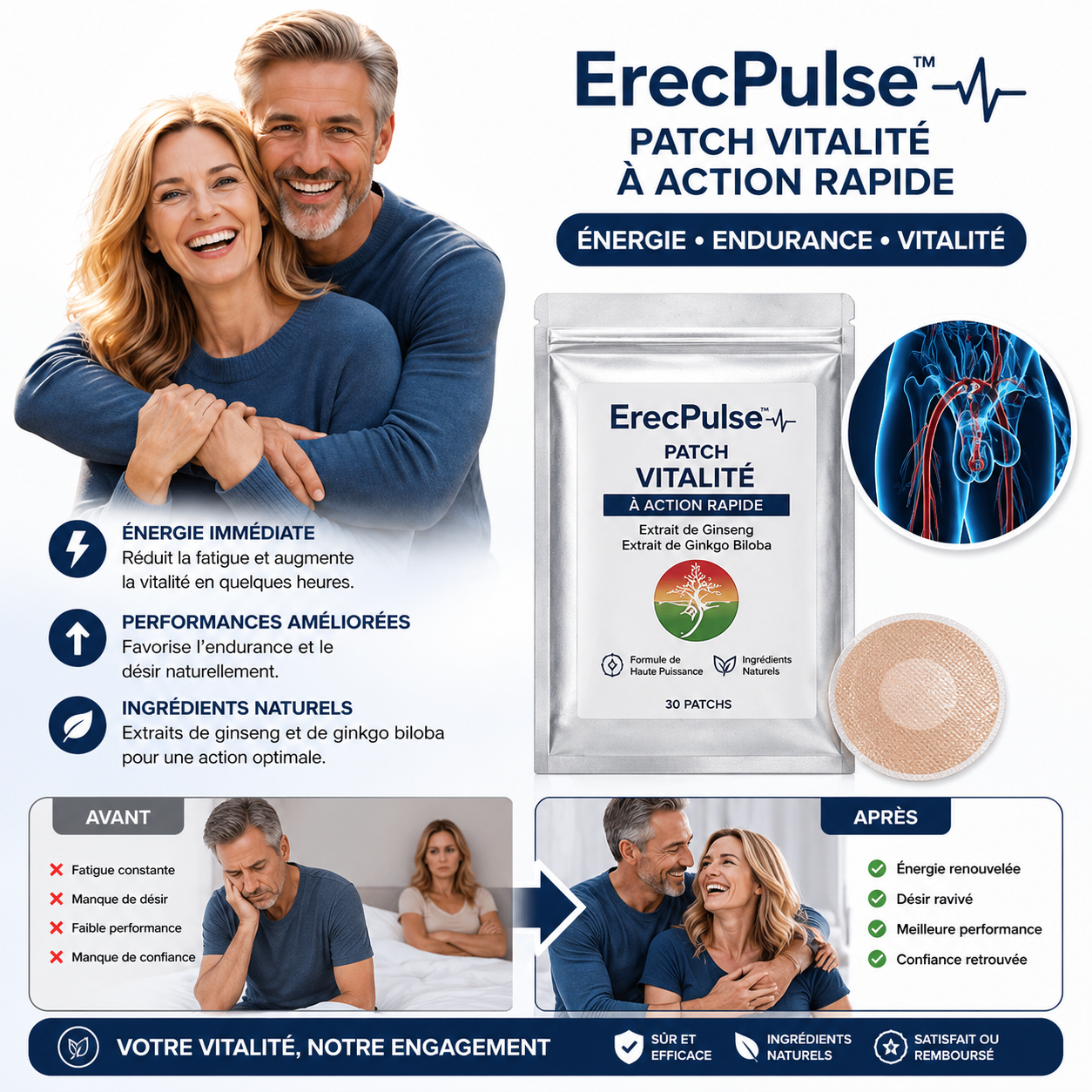 ErecPulse™ Patch Vitalité à Action Rapide | Retrouvez une érection en béton en 3 minutes !