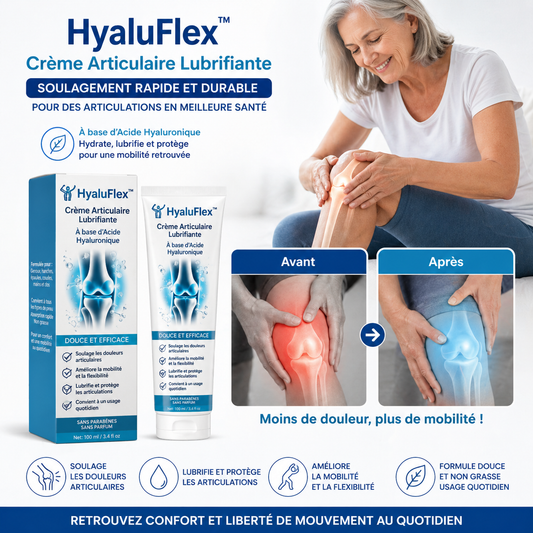 HyaluFlex™ Crème Articulaire Lubrifiante | Supprimez vos douleurs aux genoux en 5 minutes chrono !