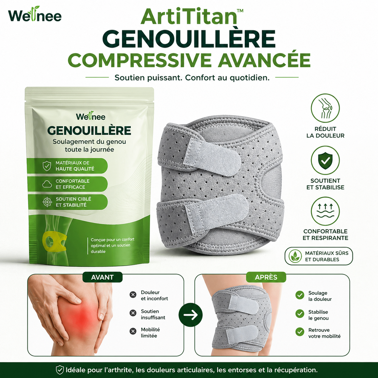 ArtiTitan™ Genouillère Compressive Avancée | Retrouve une marche sans douleur en 24 h!