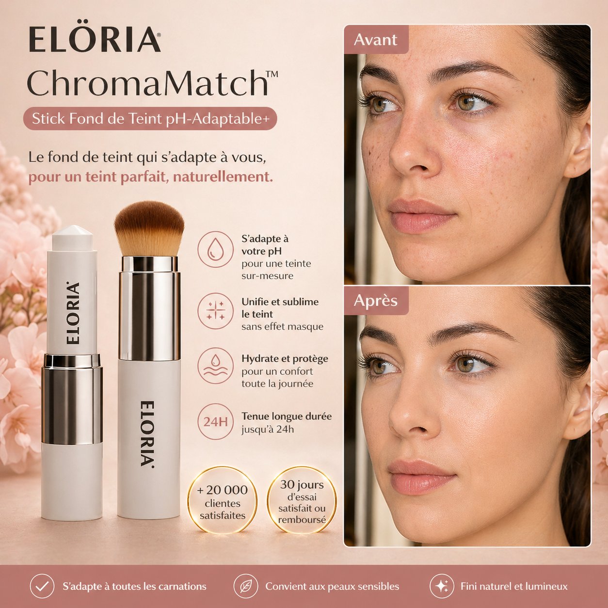 ChromaMatch™ Stick Fond de Teint pH-Adaptable+ | Effacez vos rides et unifiez votre peau instantanément d'un seul geste !