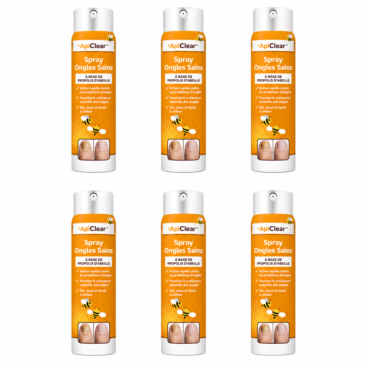 ApiClear™ Spray Anti-Mycose Ongles aux Peptides d'Abeille | Éliminez 98% du champignon en 2 jours chrono !