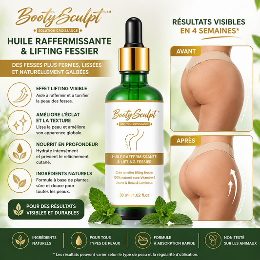BootySculpt™ Huile Raffermissante & Lifting Fessier | Des fesses fermes et remontées en 7 jours !