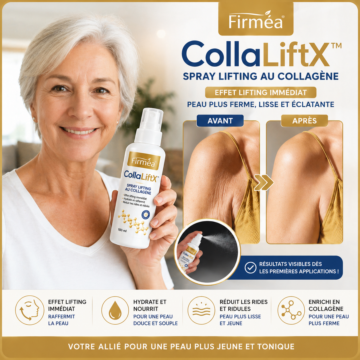 CollaLiftX™ Spray Lifting au Collagène | Retendez une peau relâchée en 24 heures chrono !