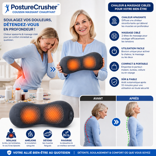 PostureCrusher™ Correcteur Postural | Éliminez 99 % des douleurs et redressez votre colonne en quelques minutes !