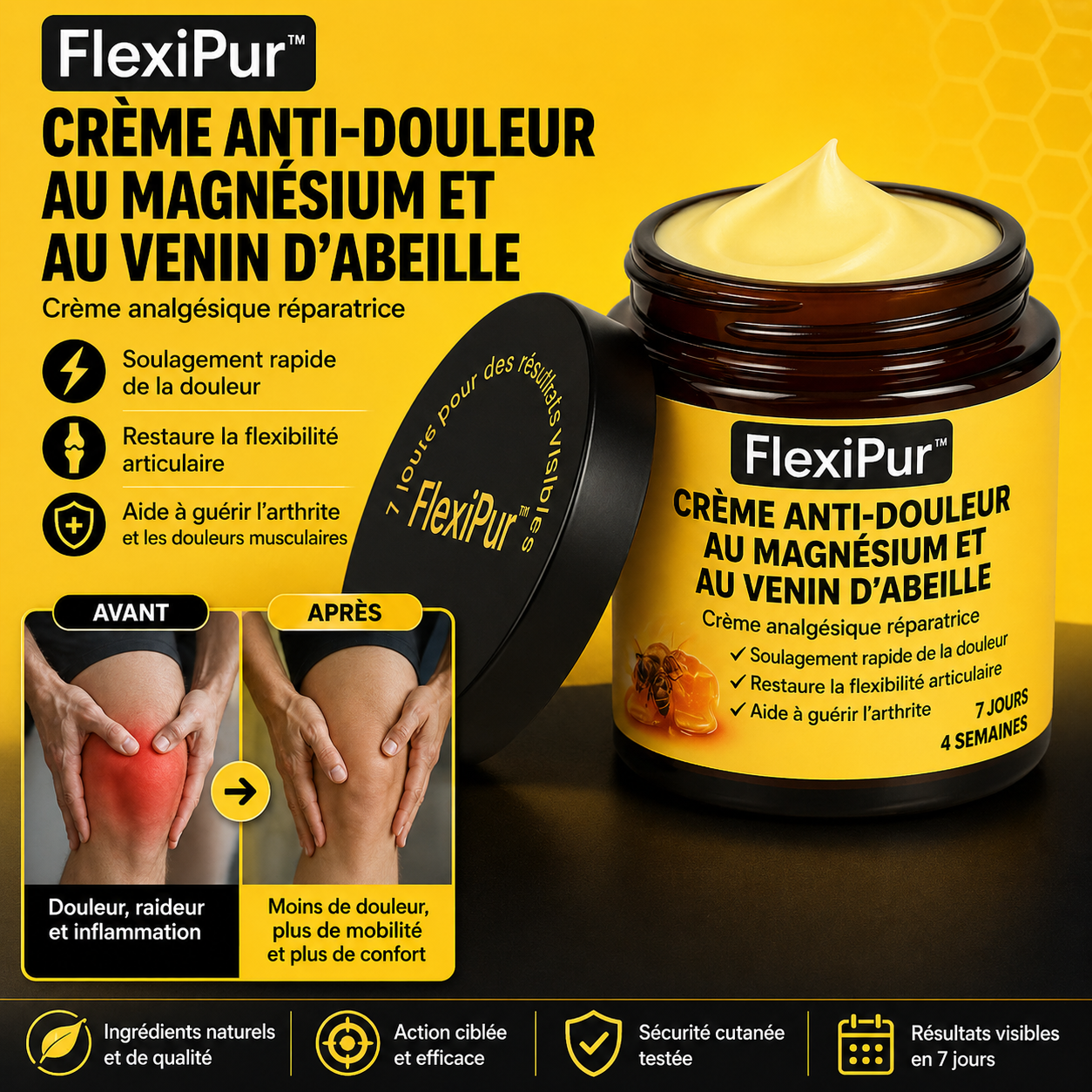 FlexiTitan™ Crème Anti-douleur au Magnésium et au Venin d'Abeille | Soulage les articulations en un instant!