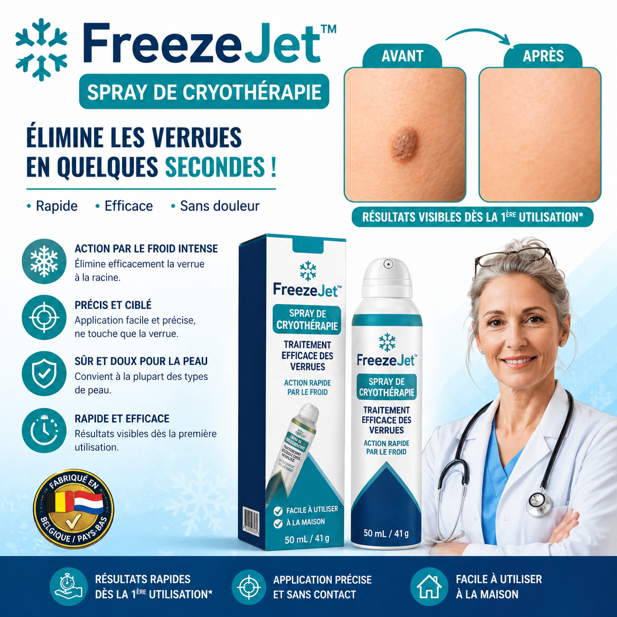 FreezeJet™ Spray de Cryothérapie | Éliminez vos acrochordons et grains de beauté sans cicatrice en 3 jours chrono !