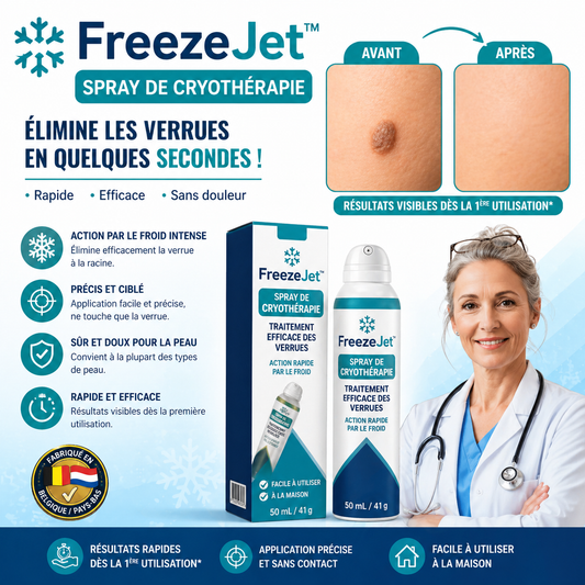 FreezeJet™ Spray de Cryothérapie | Éliminez vos acrochordons et grains de beauté sans cicatrice en 3 jours chrono !