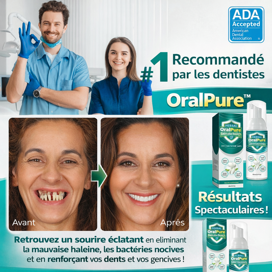 OralPure™ Bain de Bouche Herbal | Éliminez les bactéries et purifiez votre bouche en 3 minutes !